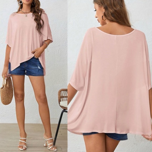 Boho hot pink batwing sleeve loose fit comfy top - Picture 11 of 12